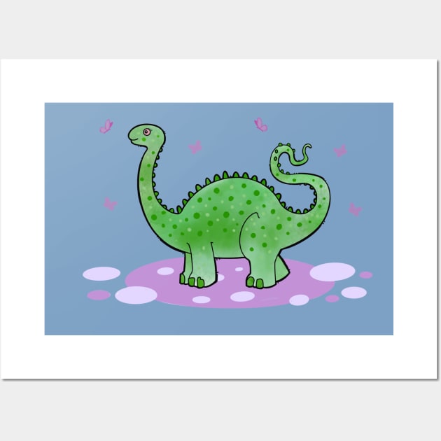 cute green dinosaur Wall Art by weilertsen